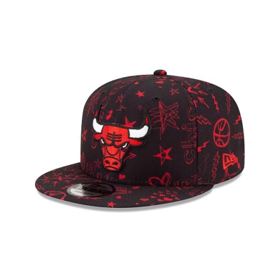 Chicago Bulls Gorra | New Era NBA Doodle 9fifty Snapback Cap Mexico - Negros